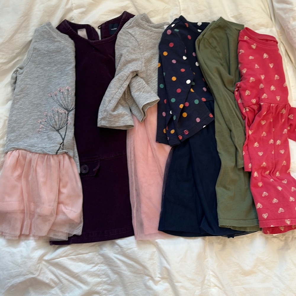Bundle of 3T dresses. 5 long sleeve and 1 jumper.